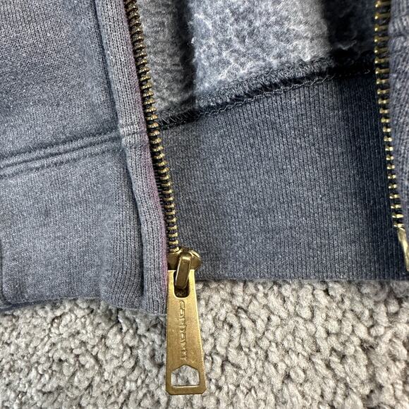 Carhartt Hoodie Mens XL Gray Full Zip Original Fit Fleece Lined Workwear Jacket - Picture 9 of 16